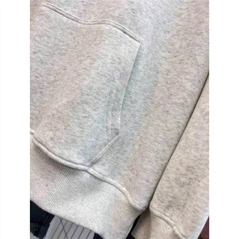 Retro Fleece-Lined Hooded Sweatshirt for Women