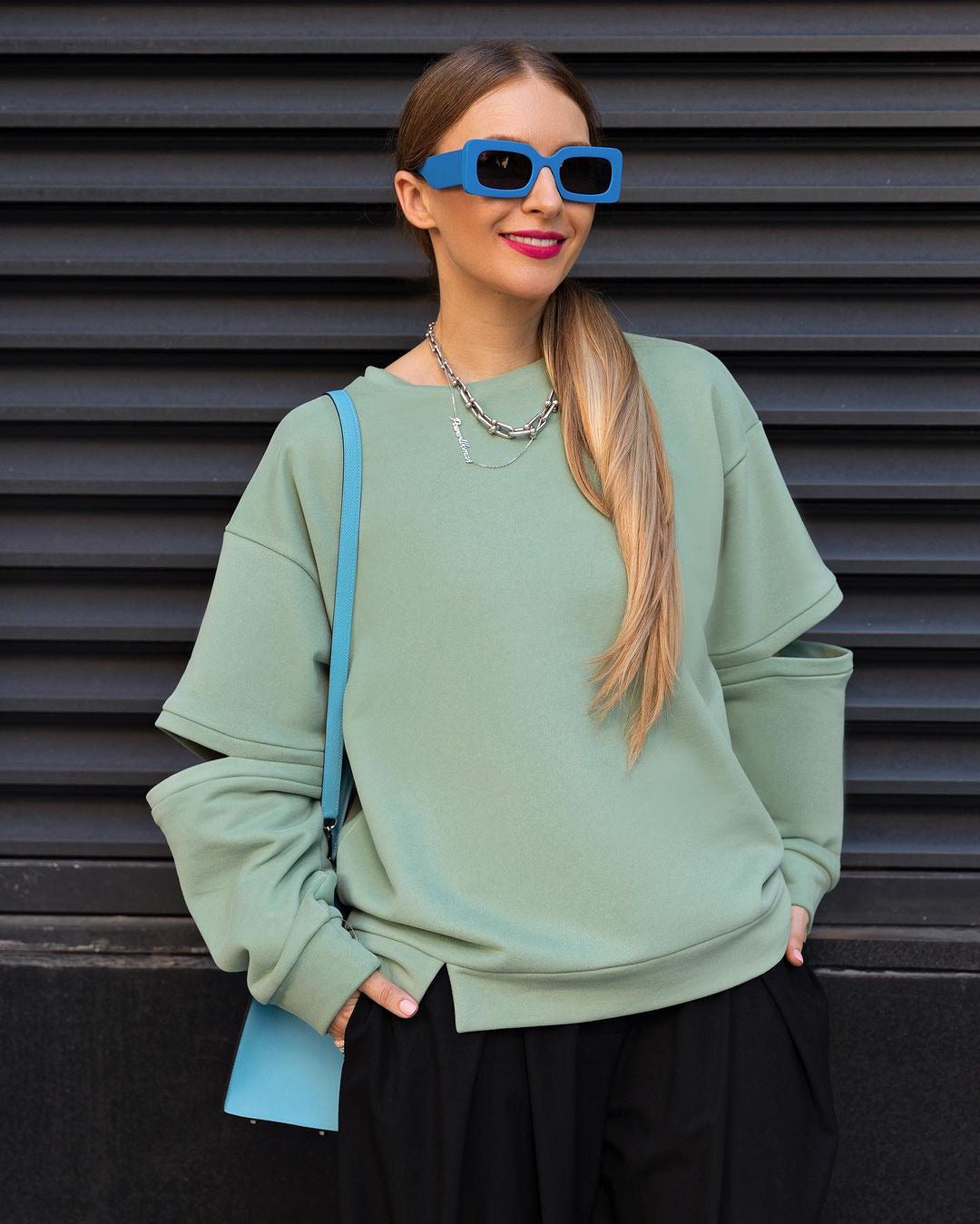 Women's Casual Printed Round Neck Loose Sweatshirt