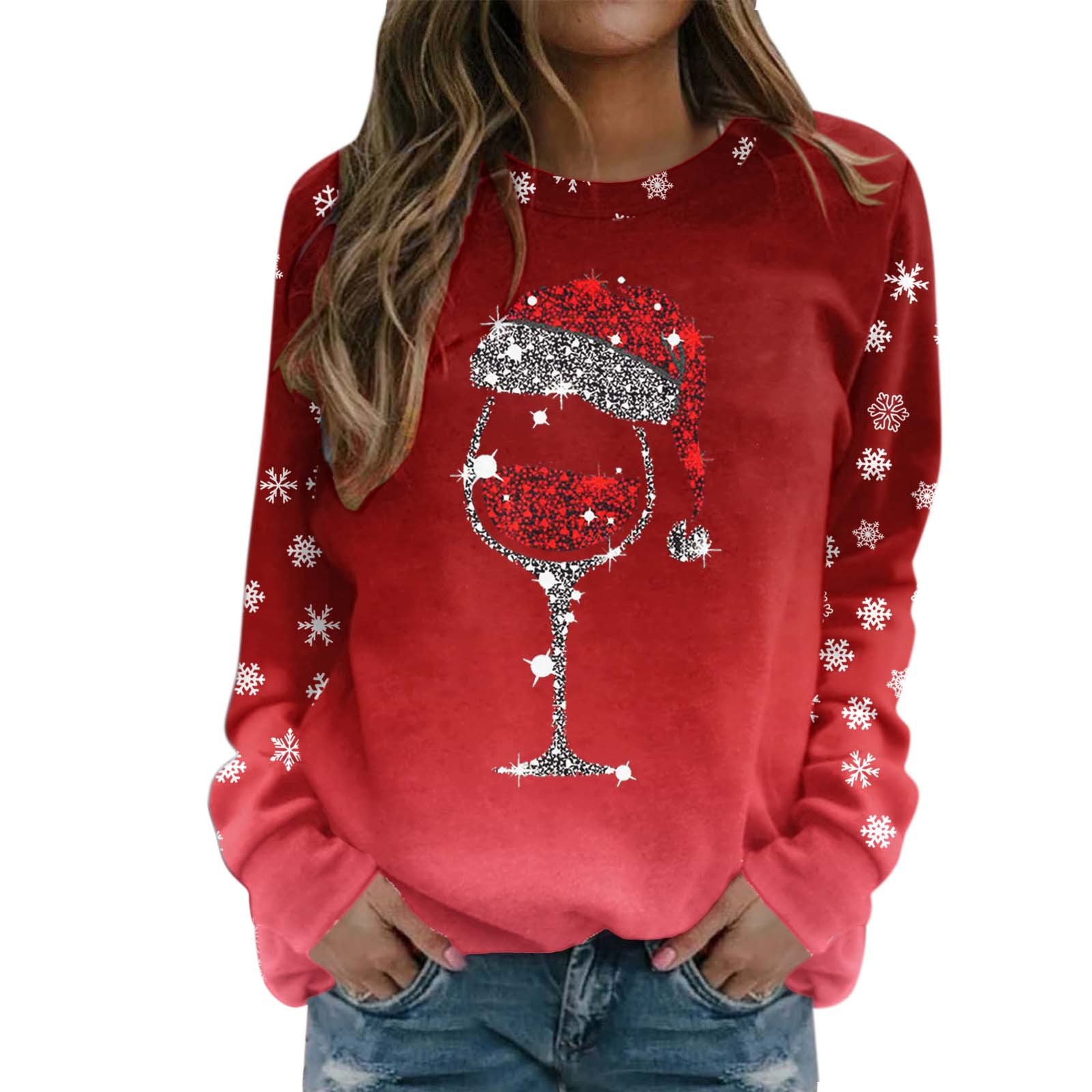 Festive Holiday Print Loose Long Sleeve Christmas Sweater