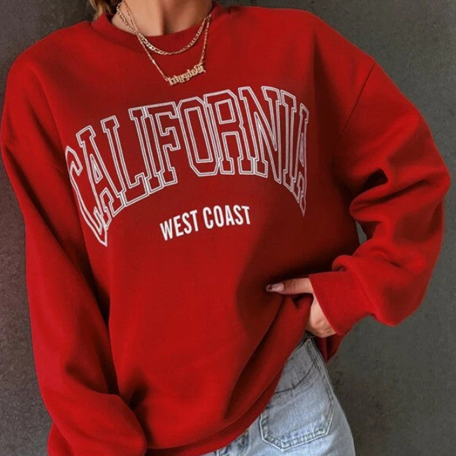 Plus Size Round Neck Print Sweatshirt