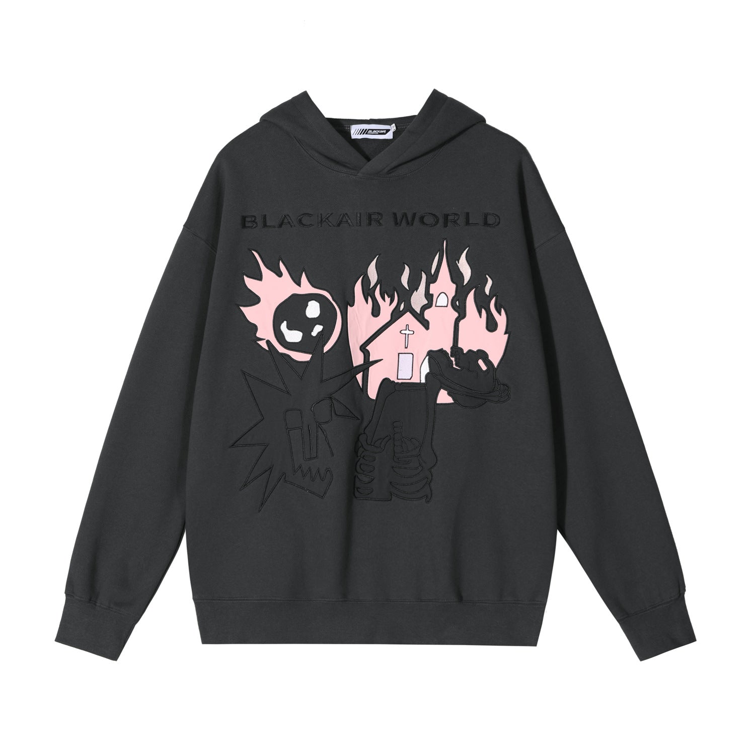 Flame Skull Fleece Pullover Hoodie