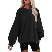 Women's Solid Round Neck Long Sleeve Pullover