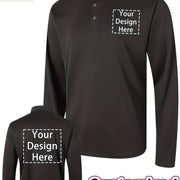 Men's Long Sleeve Knit Polo Shirt, Solid Color, Customizable