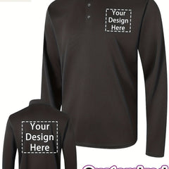 Men's Long Sleeve Knit Polo Shirt, Solid Color, Customizable
