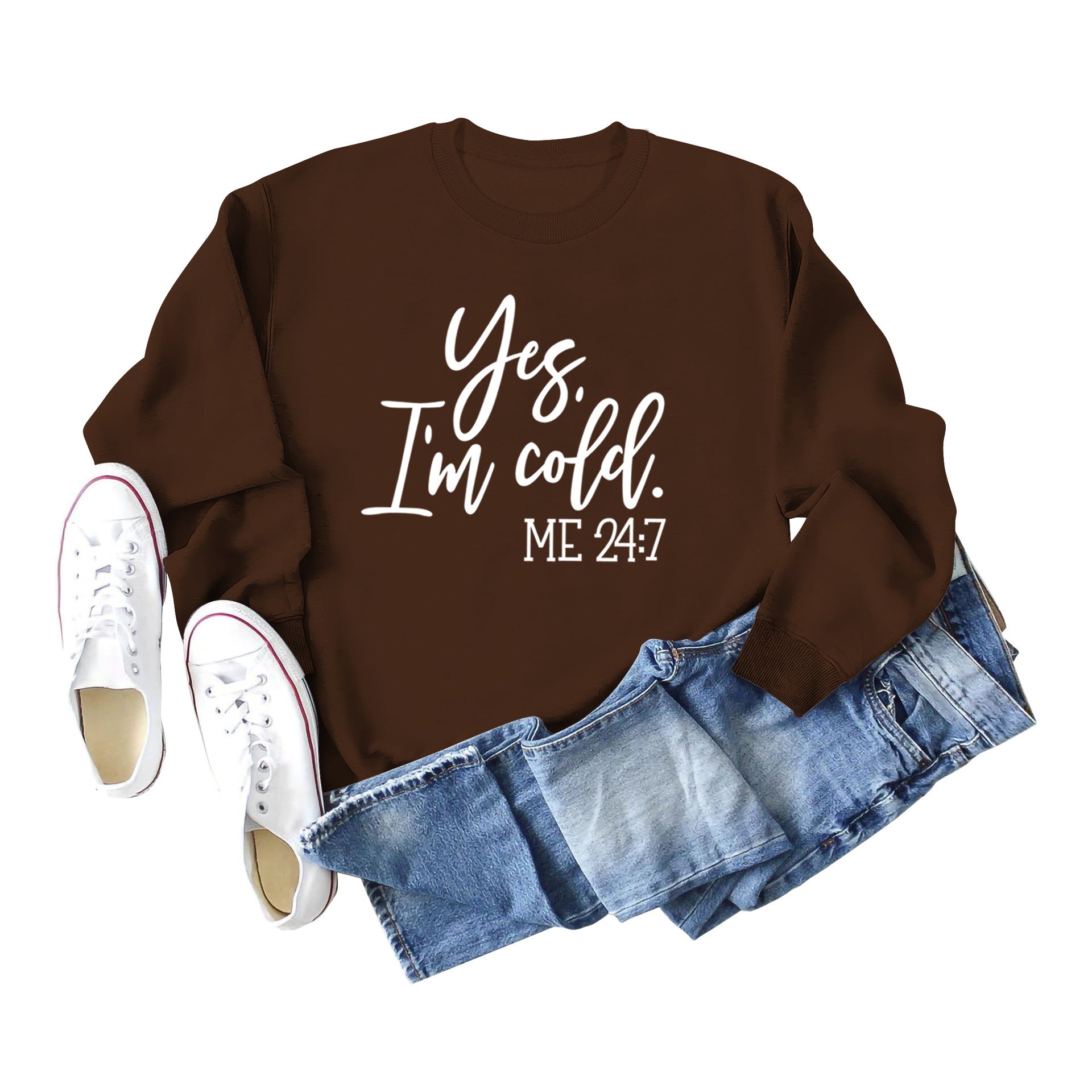 Retro Letter Print Cotton Crew Neck Women's Sweatshirt