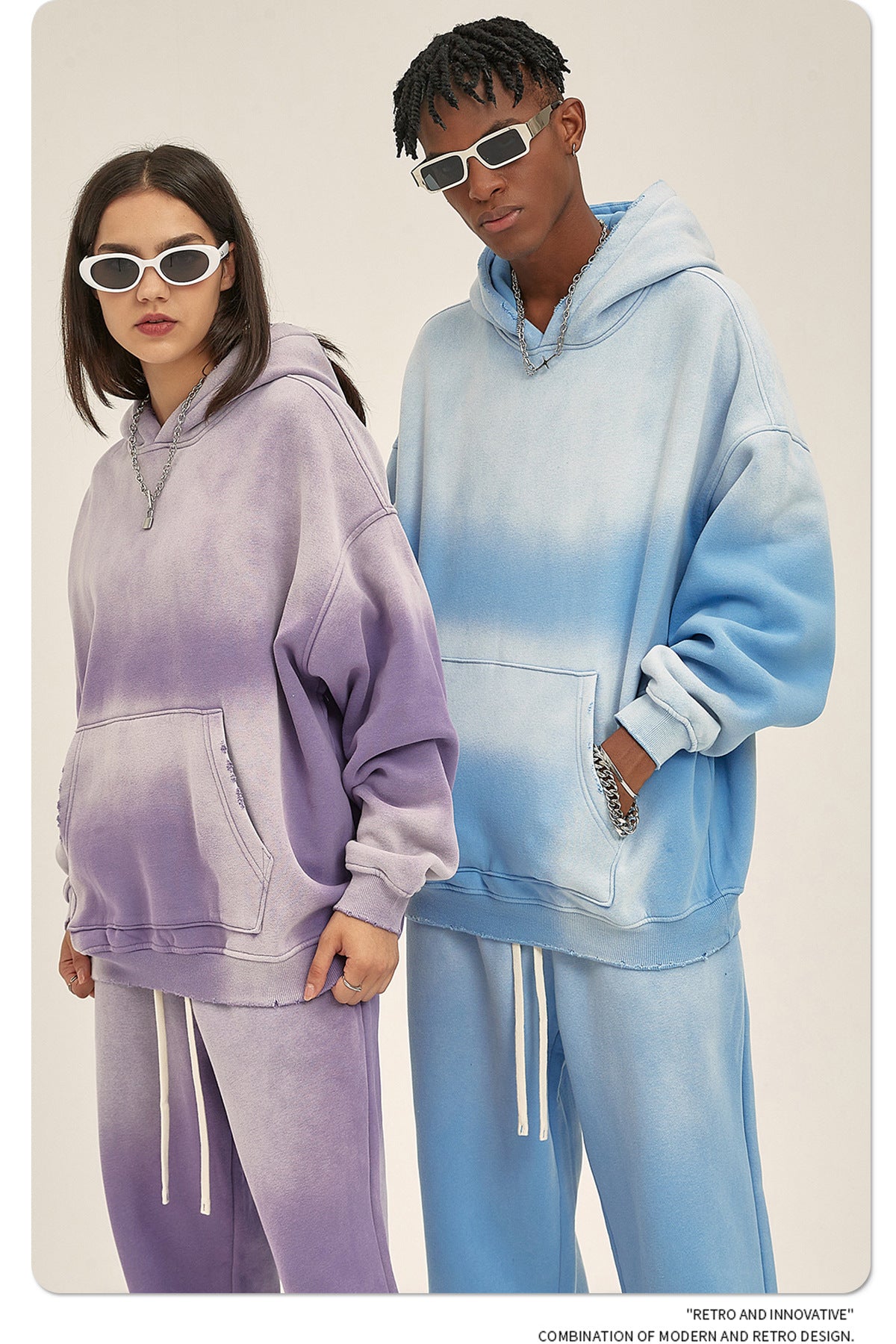 Distressed Fur-Lined Heavyweight Spray-Dyed Hoodie