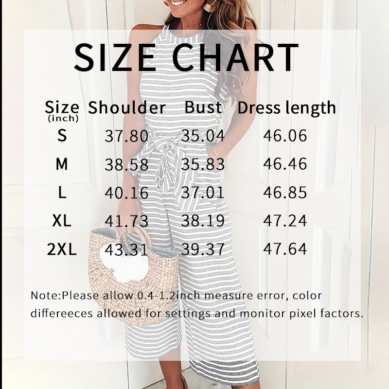 Women's Casual Striped Wide-Leg Jumpsuit Summer Romper