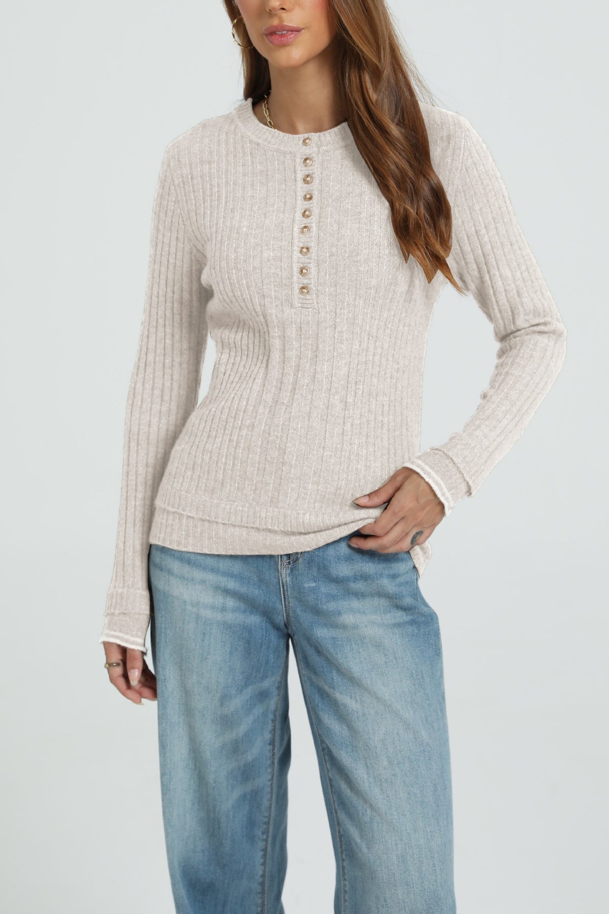 Long-sleeve Slim-fit Knitted Bottoming Sweater