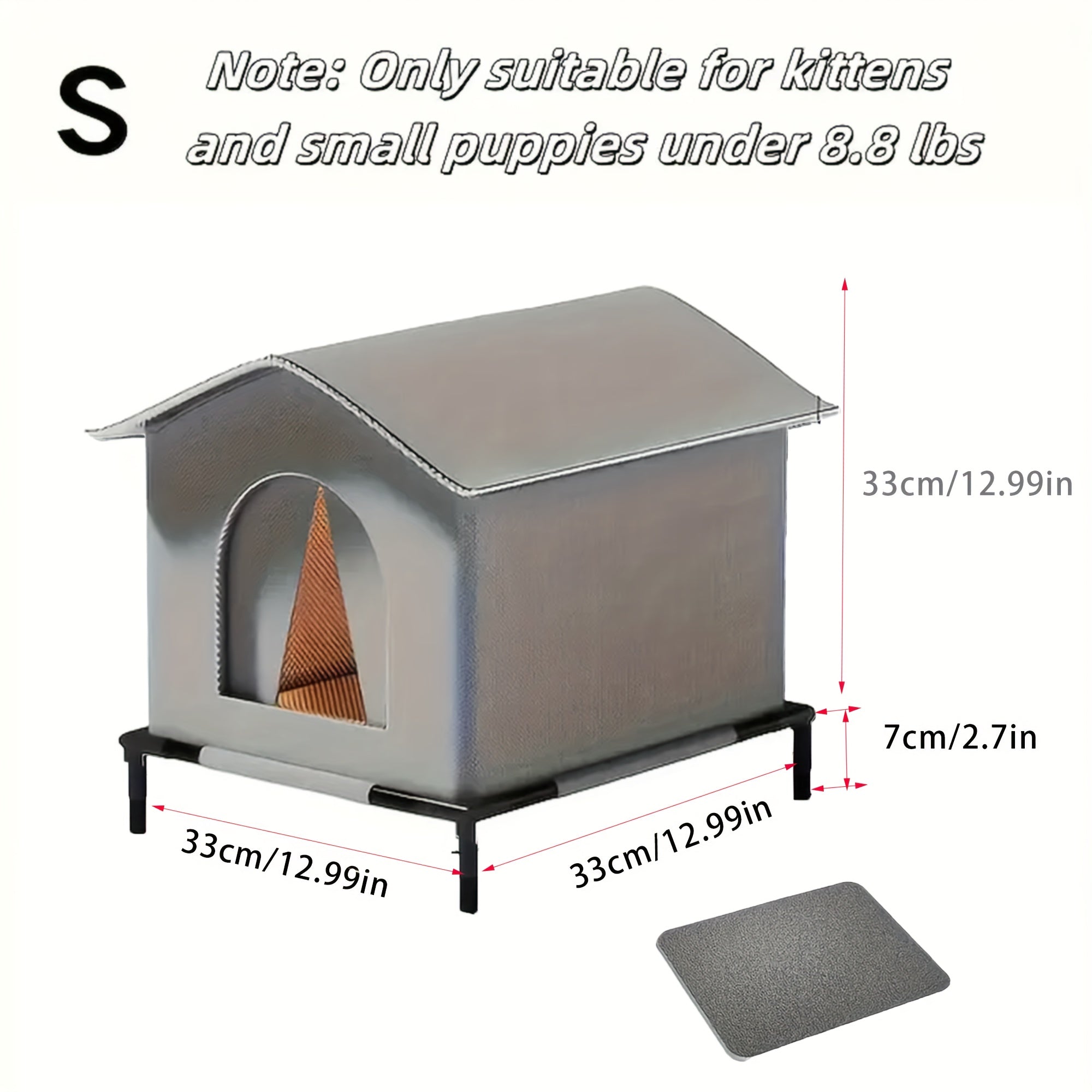 Heavy-Duty Oxford Cloth Outdoor Cat House With Stand - All-Season Insulated Shelter, Windproof &, Easy Assembly, Portable Pet Shelter For Indoor/Outdoor Use