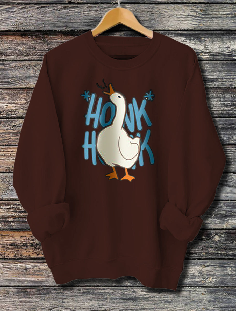 Women's Funny Honk Honk Printed Long Sleeve Hoodie