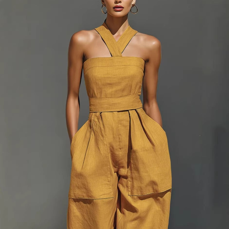 Women's Cross-Strap Loose Jumpsuit & Romper