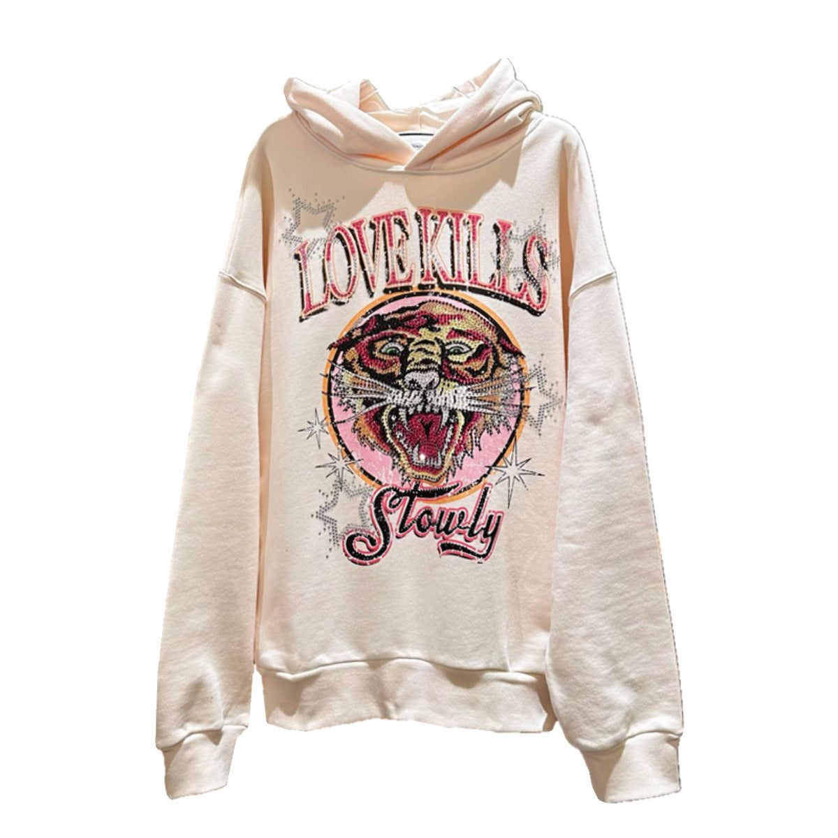 Anime Couple Pullover Sweatshirt with Diamond Detail
