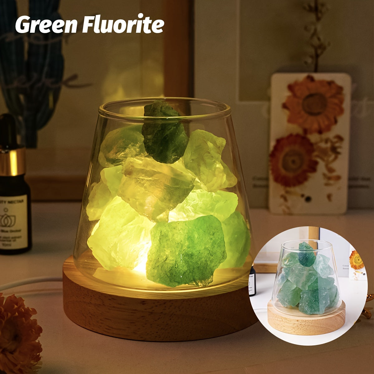 1pc Natural Crystal Aroma Stone Diffuser Stone Demagnetising Bowl Lamp Ornament Home Bedroom Night Light Companion Gift Essential Oil Not Included
