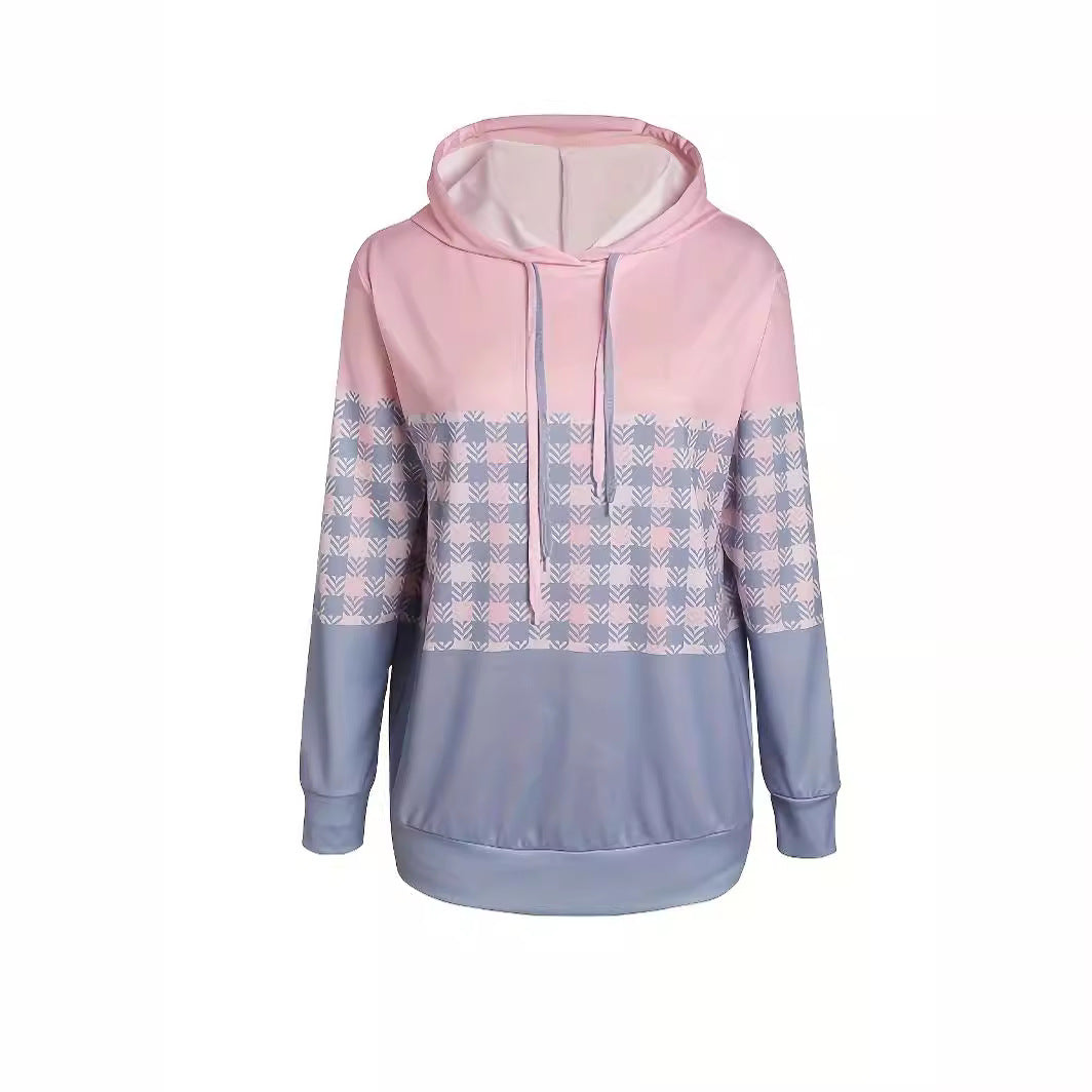 Colorblock Hooded Casual Straight-Leg Sweater for Women