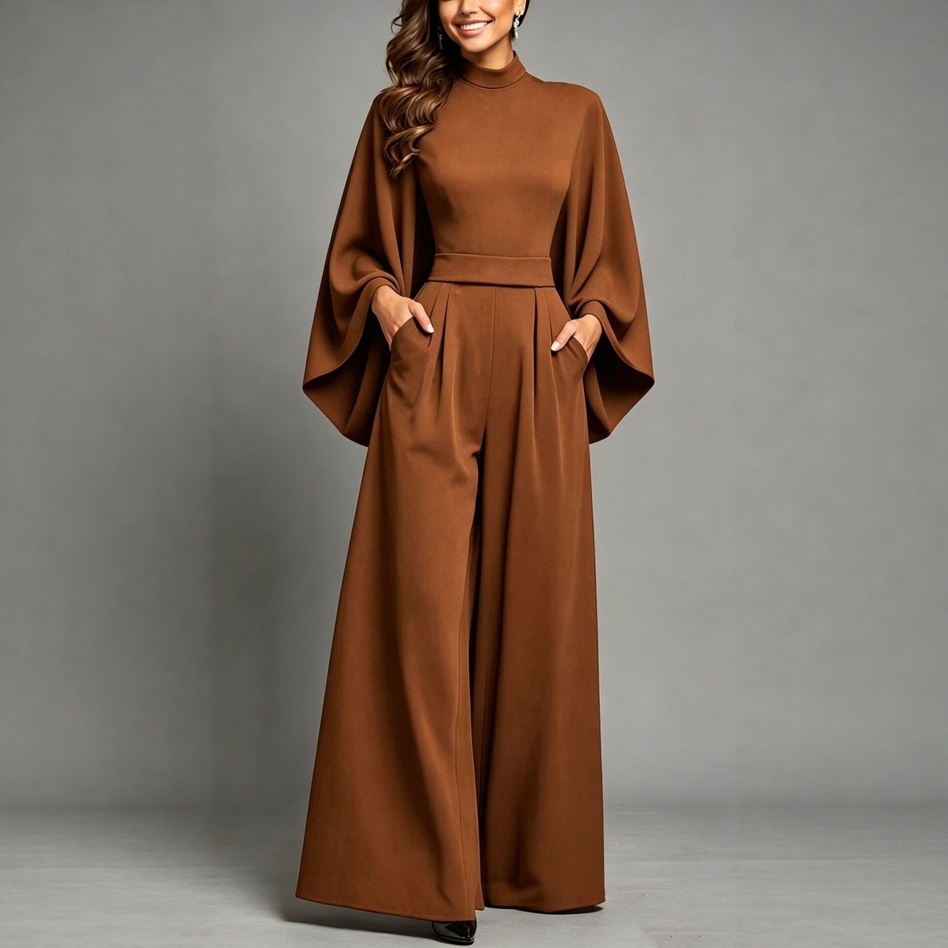 Womens Relaxed-fit Fashionable Long-sleeve Jumpsuit