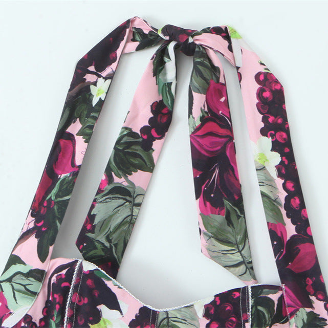 Sweet & Trendy Halter Neck Graphic Print Jumpsuit