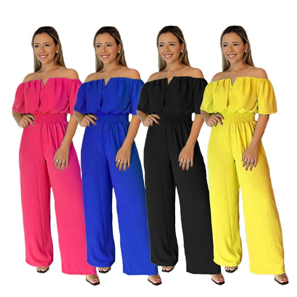 Chic Open-Back Waist-Cinching Casual Jumpsuit