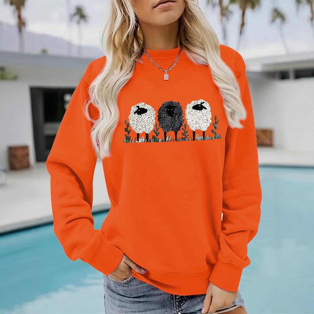 Chic Round Neck Printed Cashmere Pullover Sweater