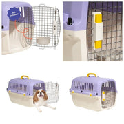 24 Plastic Travel Pet Kennel, With Clip On Bowl, Purple