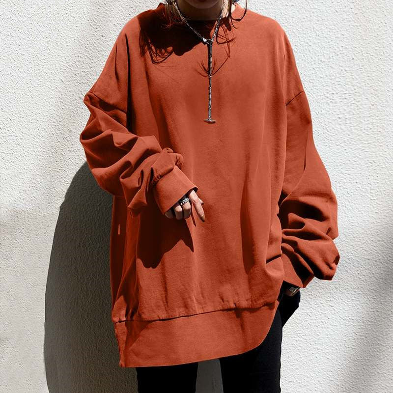Women's Cozy Round Neck Loose Pullover Sweater