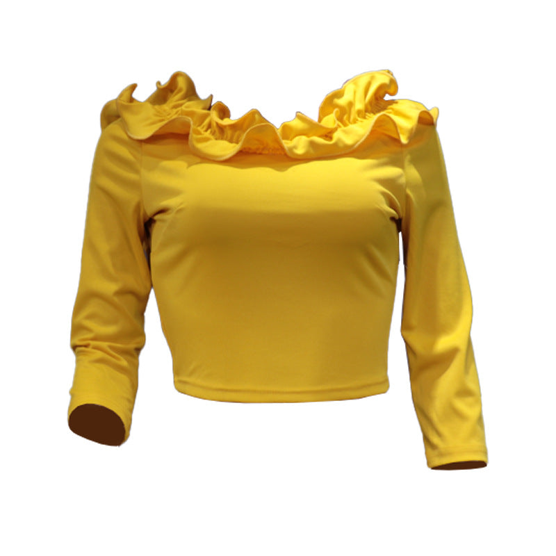 Elegant Ruffle Neck Women's Top Sexy Chic Blouse