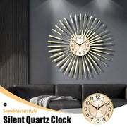 Silent Luxury Golden Metal Wall Clock - 24" Modern Round Decorative Timepiece for Living Room, Bedroom, Office & More