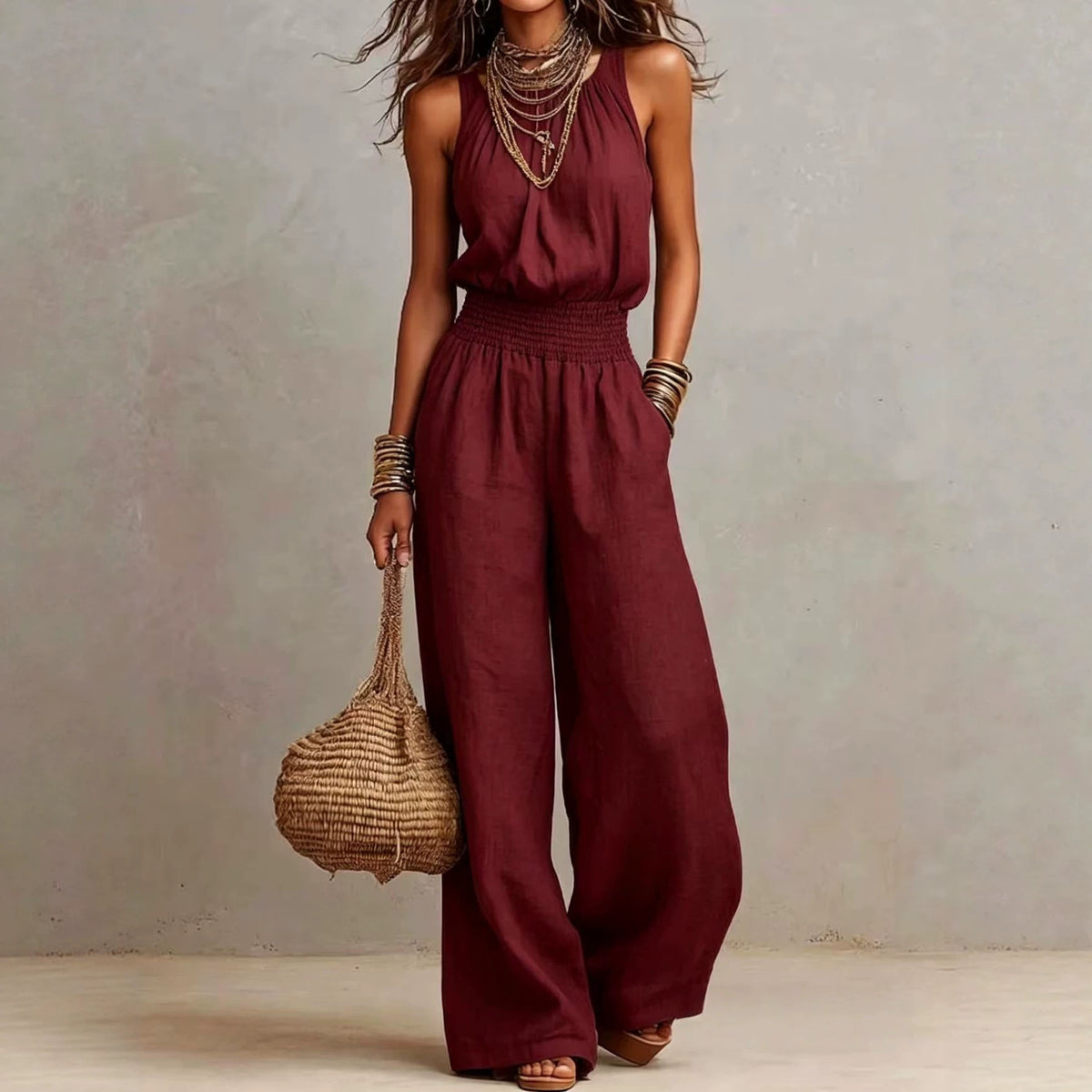 Chic Halter Backless Wide-Leg Jumpsuit