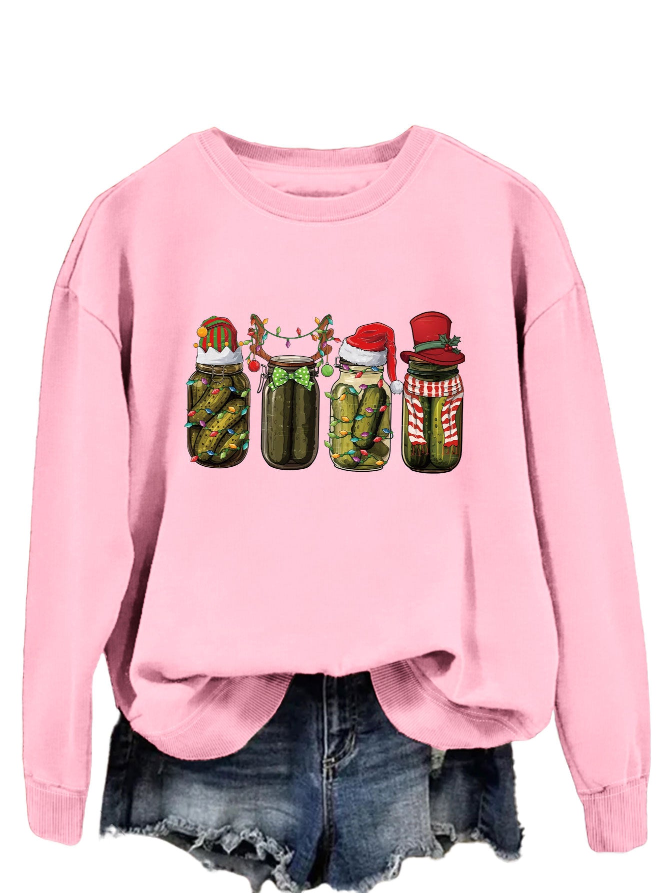 Funny Canned Cucumber Print Pullover Streetwear Sweatshirt