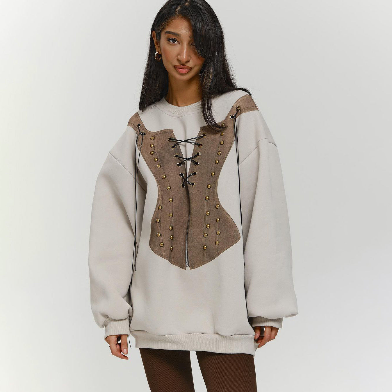 Cozy Colorblock Loose Casual Round Neck Sweater