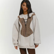 Cozy Colorblock Loose Casual Round Neck Sweater