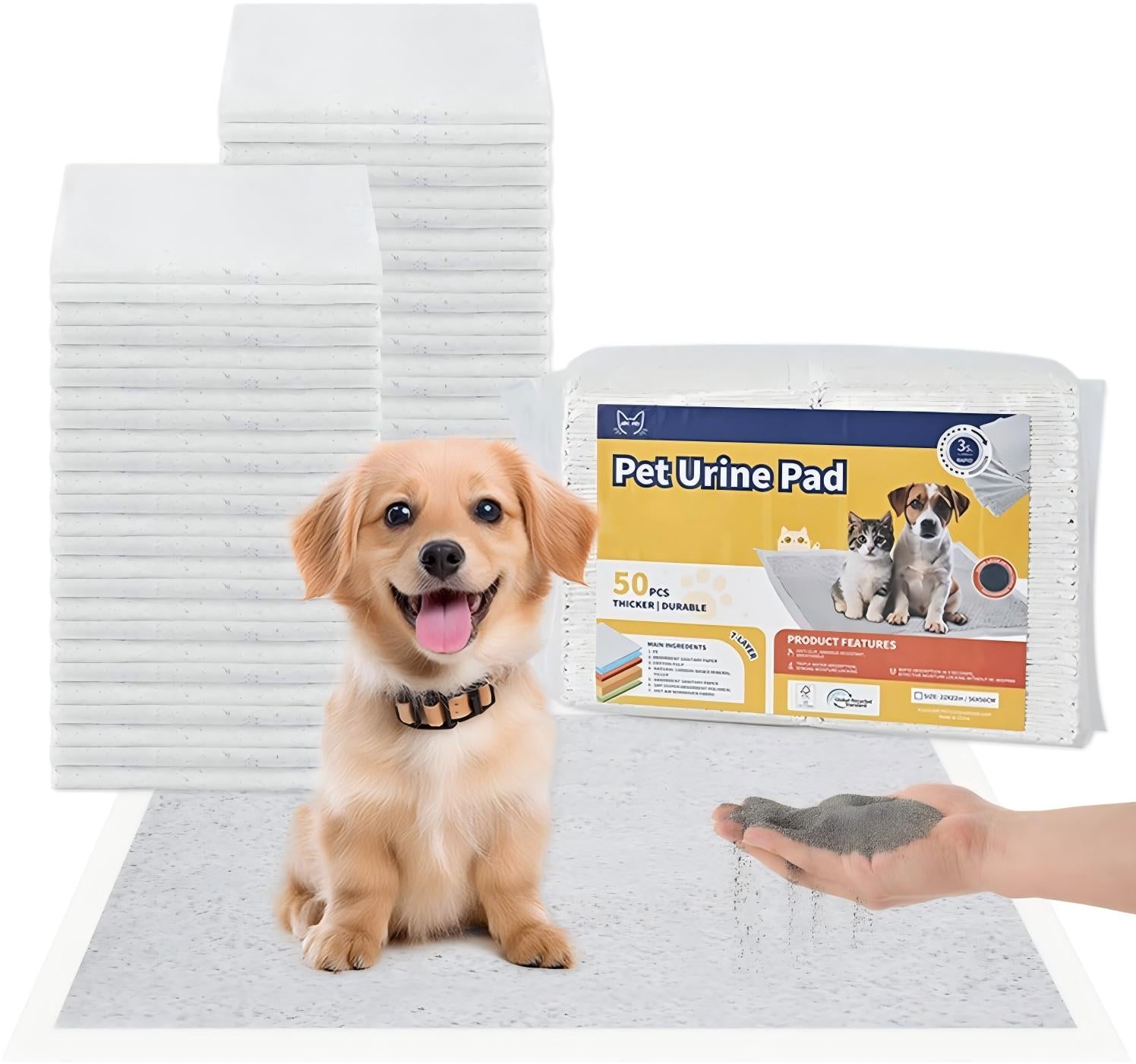 50-Pack Leak-Proof Puppy Training Pads, 5-Layer Super Absorbent, 22-Inch Square