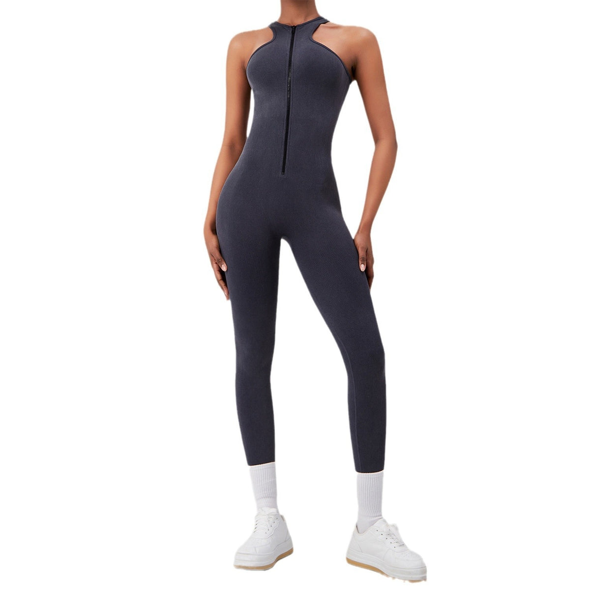 Nude Feel Zipper Quick-drying  Wicking Beauty Back Yoga Jumpsuit