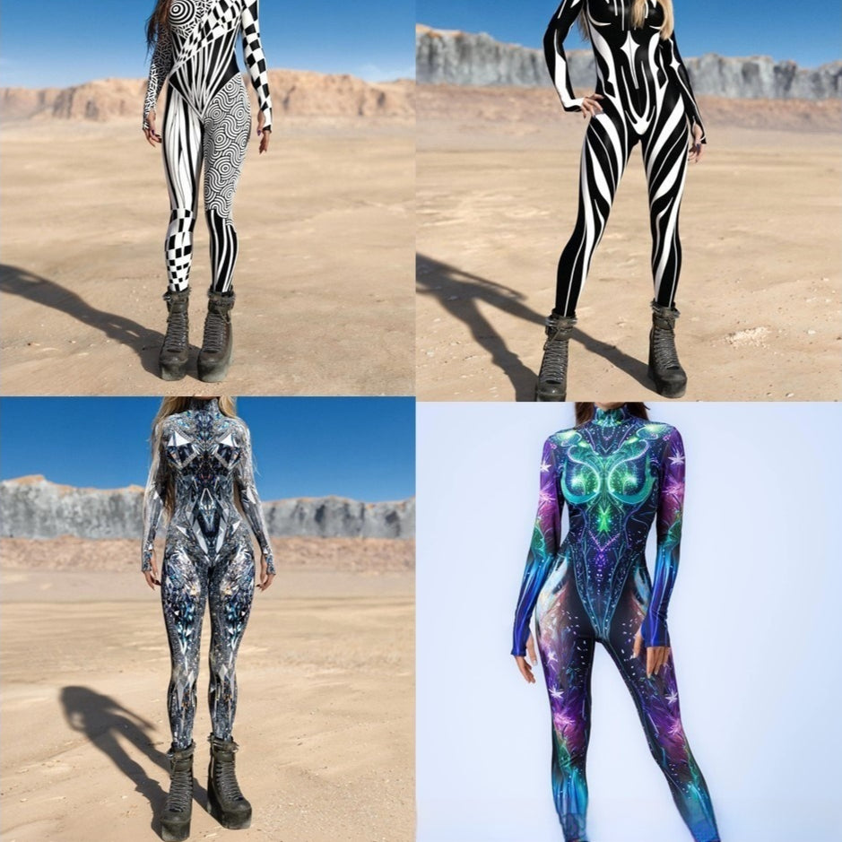 Halloween 3D Digital Print Cosplay Romper & Tights
