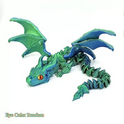 Flying dragon figurine with holographic 3D print and articulated wings