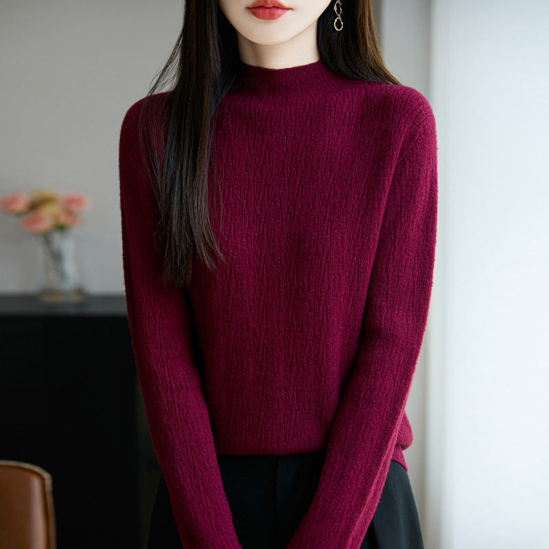 Women's Loose-fitting Mid-neck Sweater Long Sleeve Base