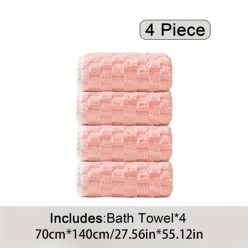 Pack Of 4 Waffled Super Soft Woven Bath Towels