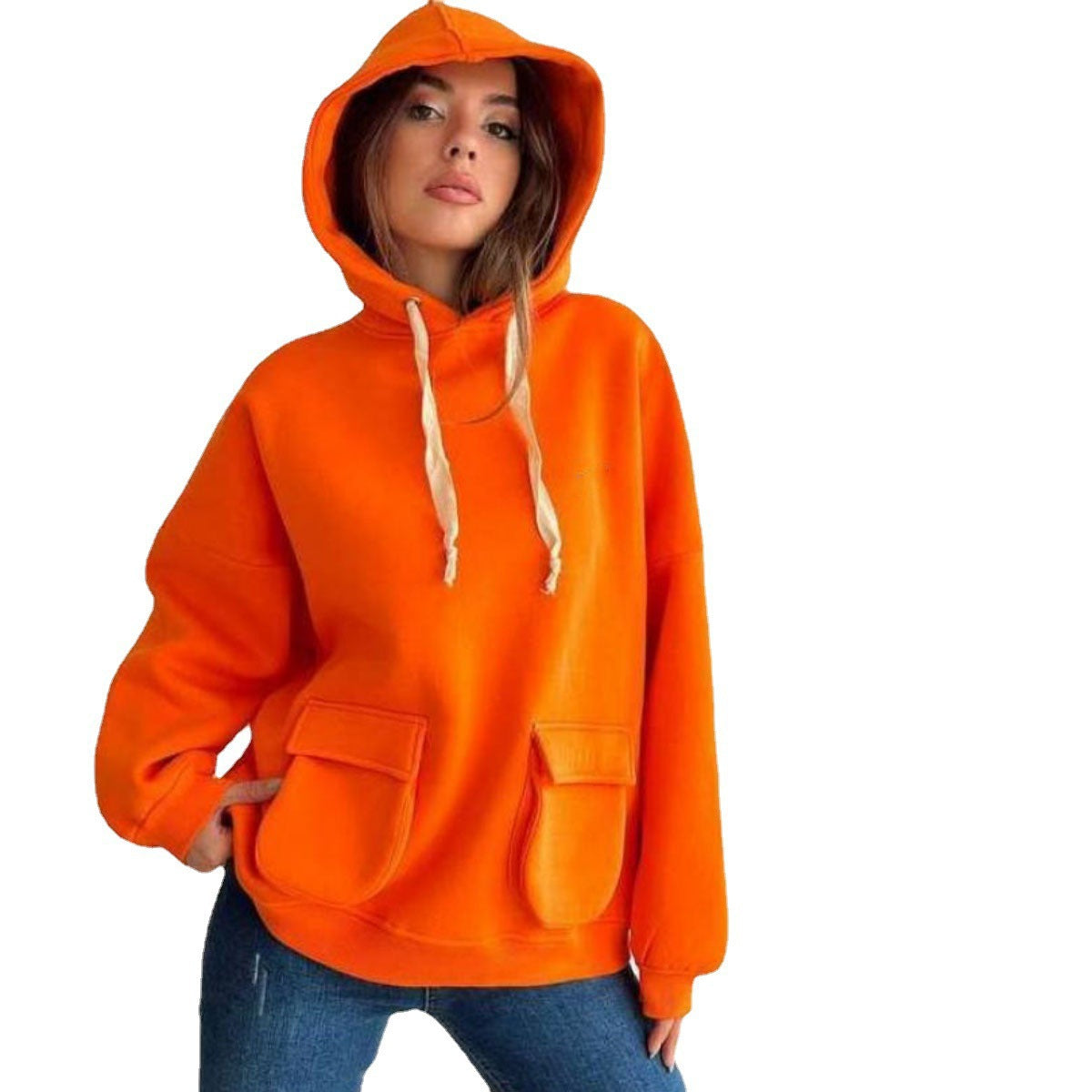 Cozy Fleece Pocket Pullover Hoodie for Women