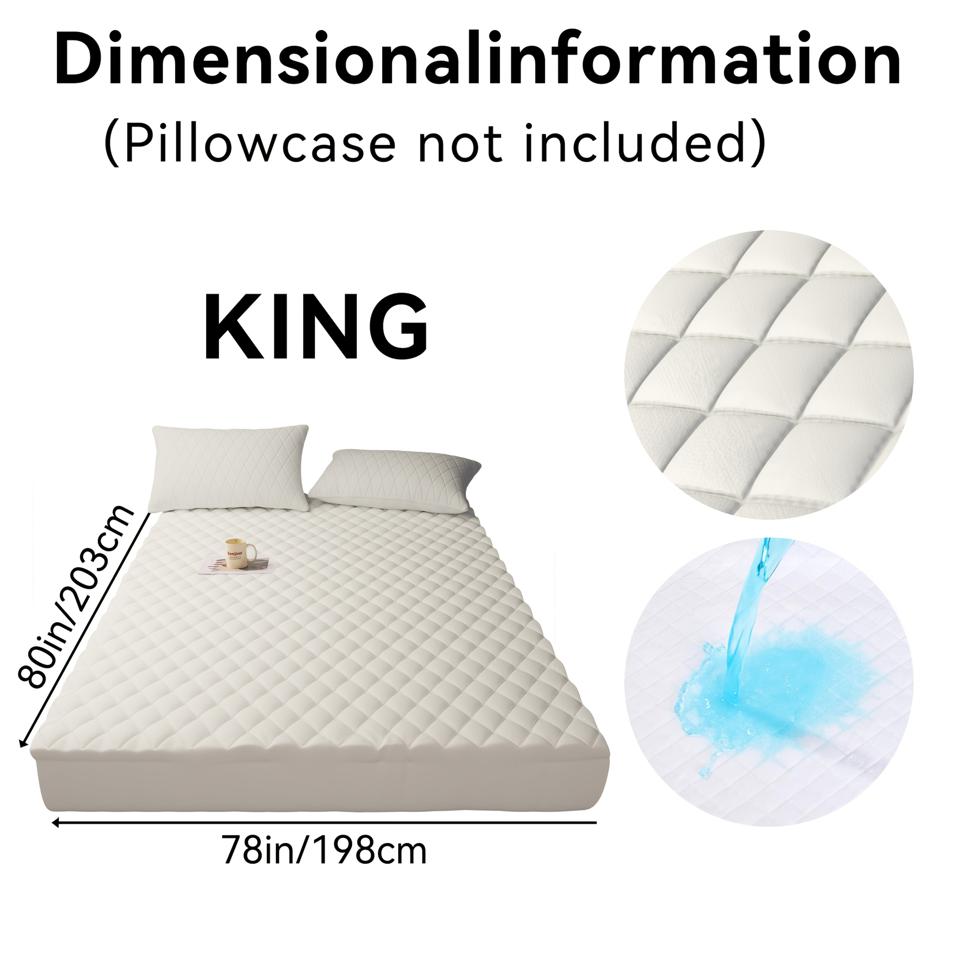 Waterproof Mattress Protector Quilted Thickened Comfortable Bedspread Layer with Deep Pocket Design, Warm Breathable Bedding for Bedroom Guest Room Hotel, Great for Holiday Gifts Black Friday And...