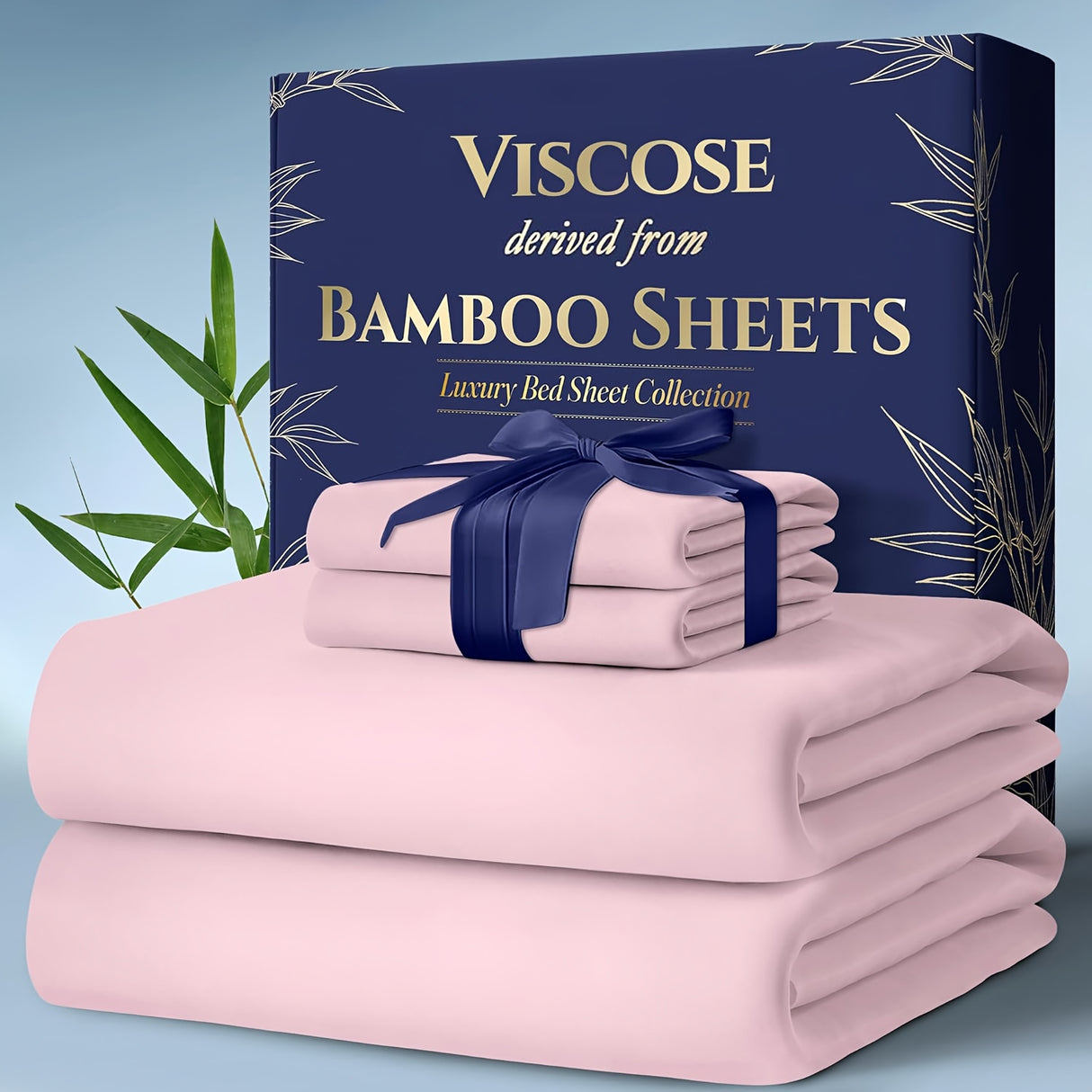 Christmas Gift Cooling Bed Sheets King Set - Luxurious & Ultra-Soft King Size Cooling Sheets for Hot Sleepers - Comfortable & Cool, Bamboo Blend Sheets King Size/Deep Pockets (Pink)-Home Christmas ...