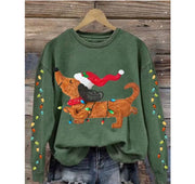 Cross-border Hoodie Christmas Street 3d Digital Print Women's Trendy Casual Round Neck Top