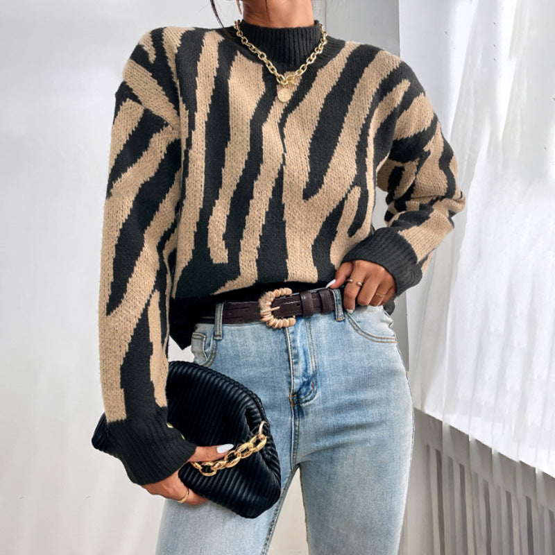 Jacquard Casual Sweater Loose Top for Women