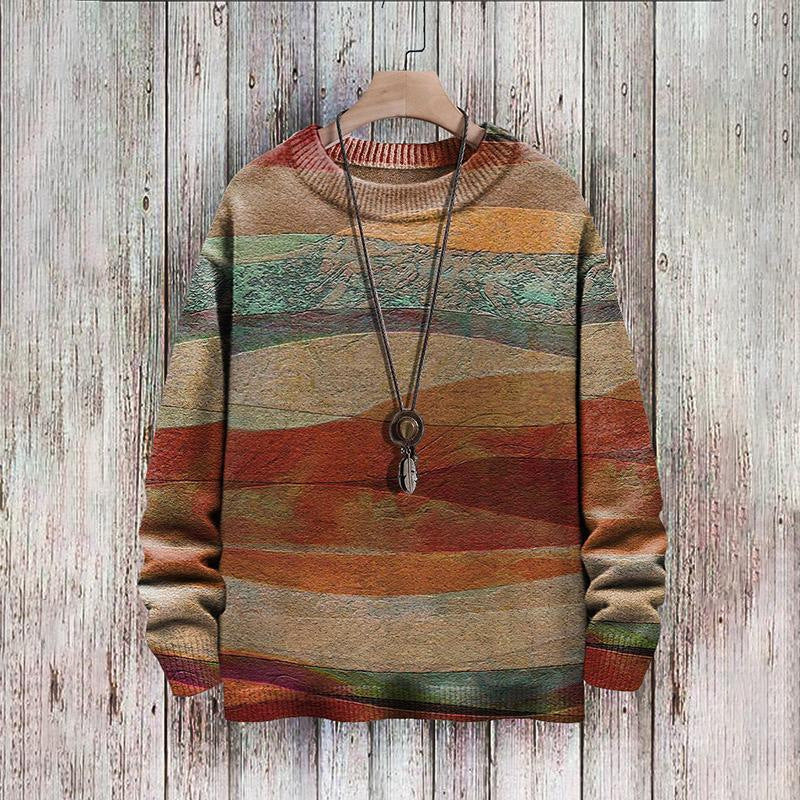 Chic Abstract Print Drop-Shoulder Casual Women's Sweater