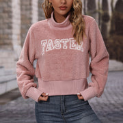 Cozy Alphabet Embroidery Women's Pullover Sweater