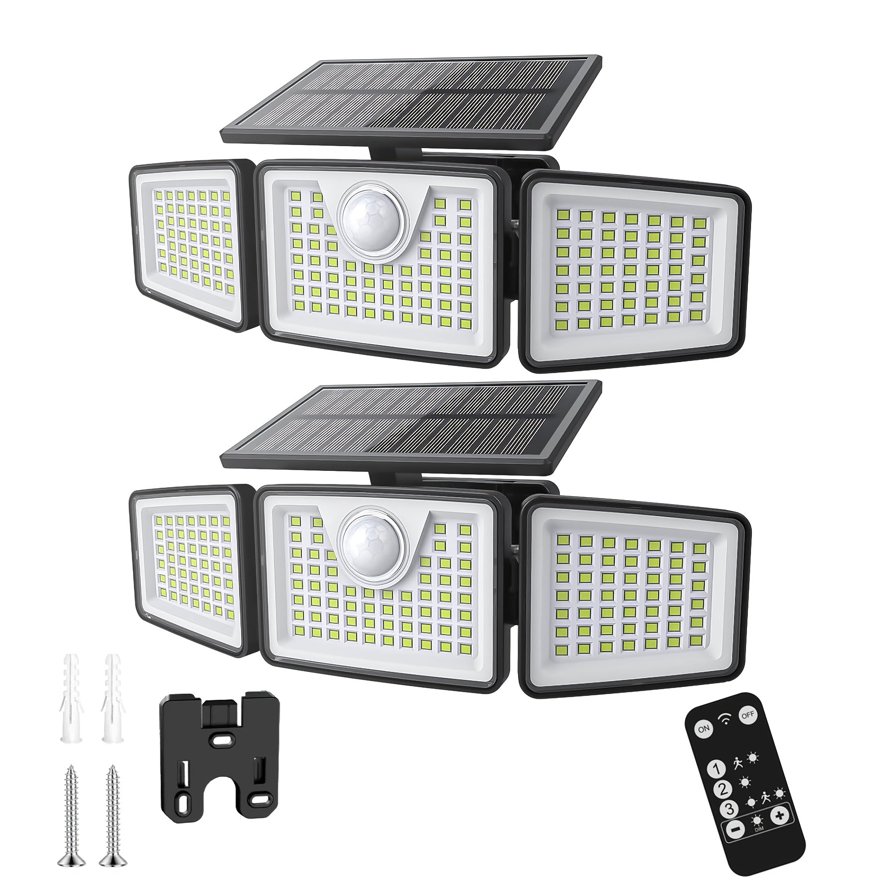 2500 Lm Solar Lights For Outdoors With Motion Sensor, 3-Head 270° Wide Angle Street Area Lights, IP65 Waterproof Security Lighting With 3 Modes And Remote Control, Suitable For Yard, Patio...
