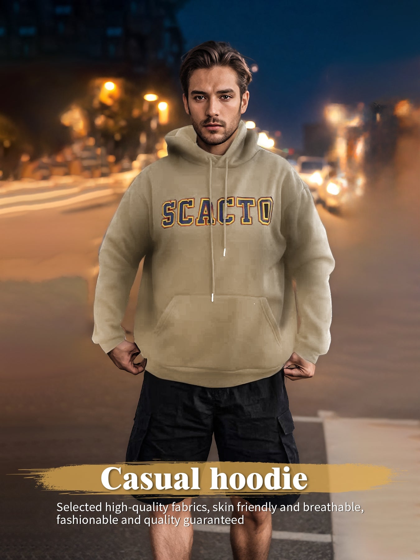 Unisex Stylish Solid Color Print Long Sleeve Hoodie