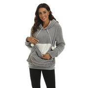Cozy Solid Color Hooded Sweatshirt with Large Pocket