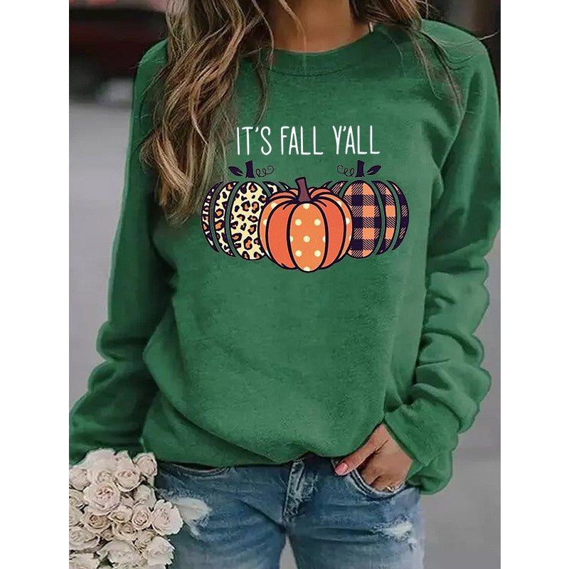 Women's Halloween Pumpkin Print Pullover Sweater