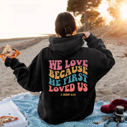 Cozy Solid Color Letter Printed Pullover Sweatshirt
