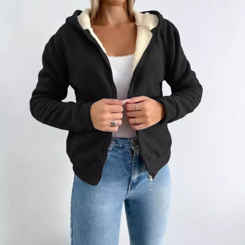 Cozy Zip-Up Kangaroo Pocket Hooded Cardigan