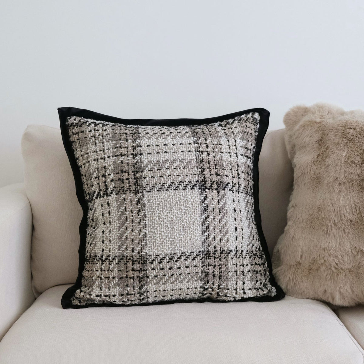 Chunky Knit Plaid Throw Pillow Cover - Cozy Textured Cushion Case